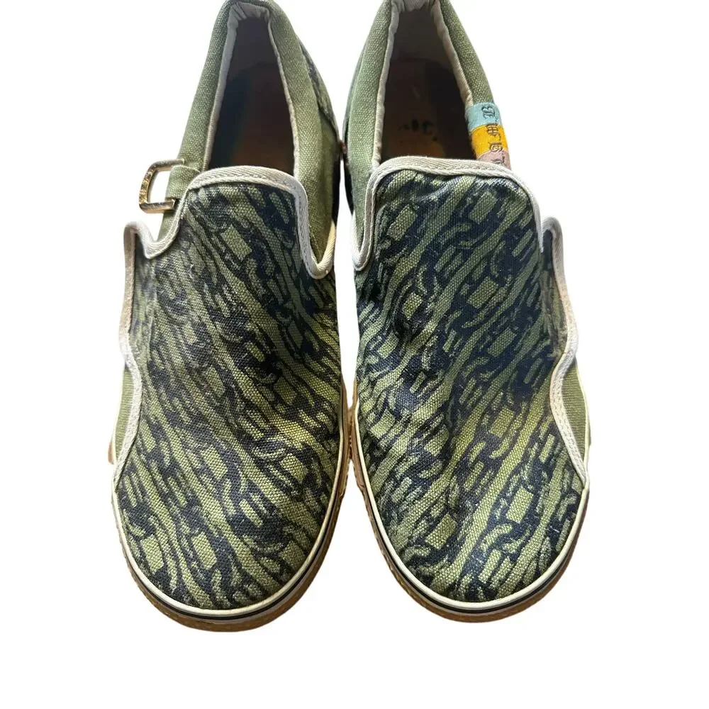 LAMB By Gwen Stefani Slip On Sneakers Army Green Printed Women's Size 9 L.A.M.B.